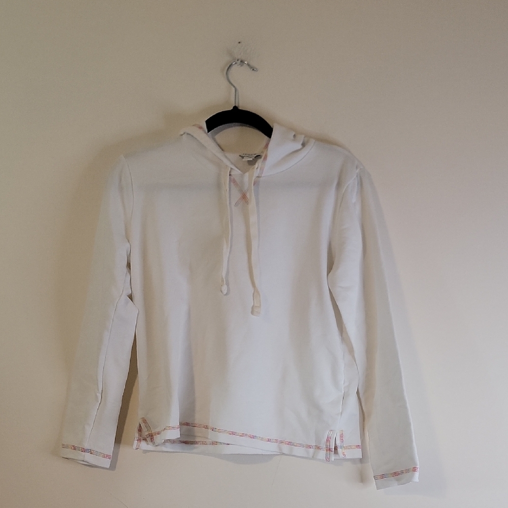 J. Crew Cream Hooded Top with Colorful Accents